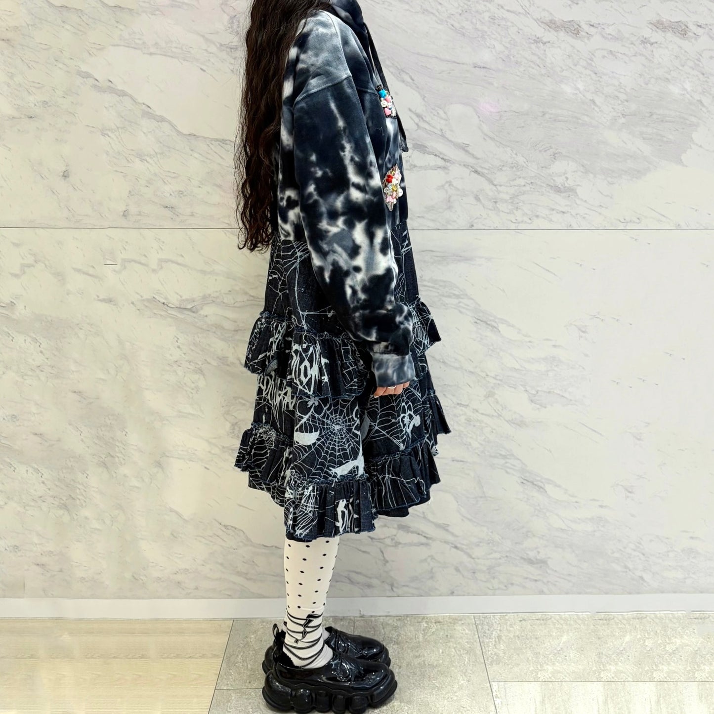 Hood dress short / Deep Blue / フードドレス