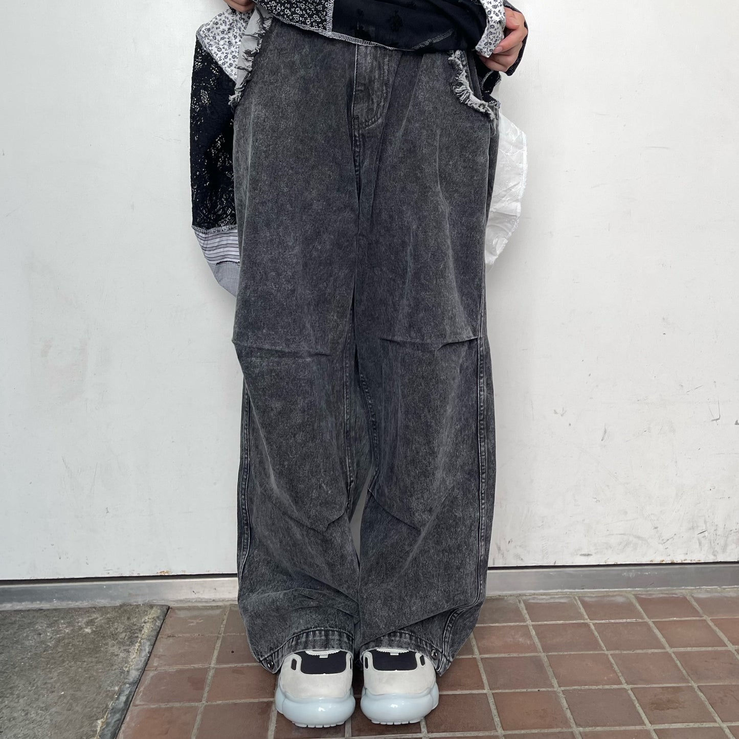 [fa.er.ie] cut-off denim maxi pants / black / カットオフデニム