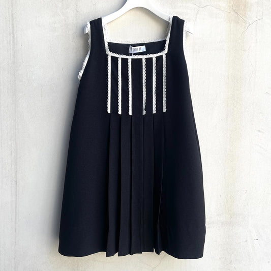 Pleats sleeveless dress / Black / プリーツレースドレス