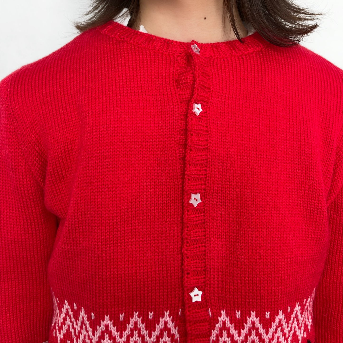 Puppies knitted cardigan / Red / パピーニットカーディガン