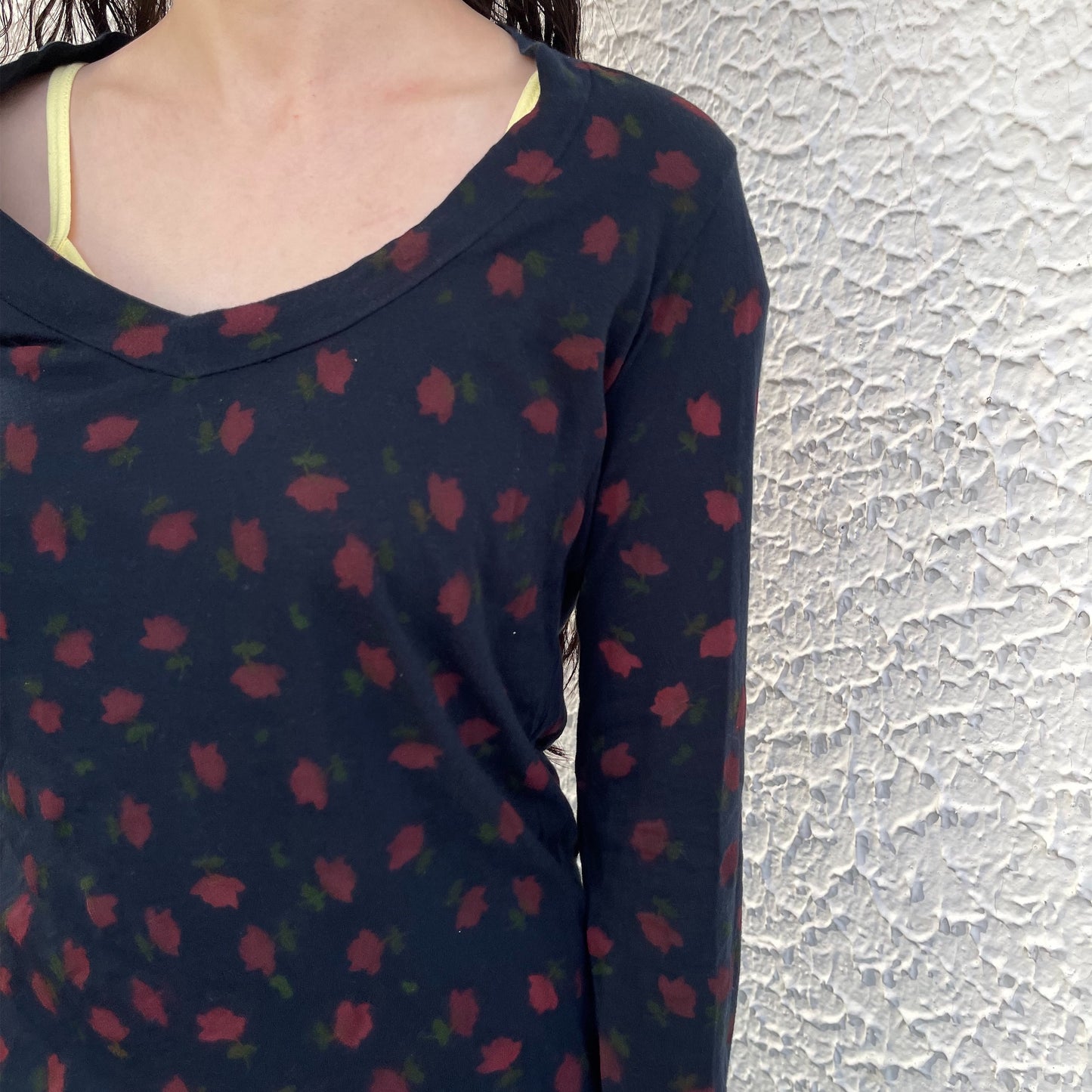 Navy ditzy print long sleeve / エアブラシTシャツ