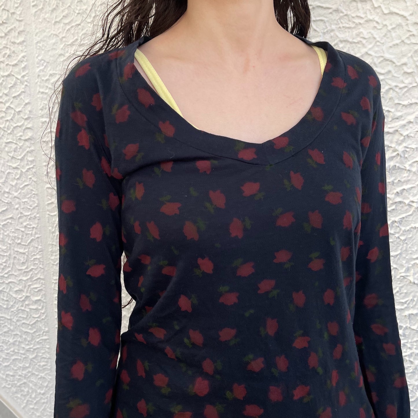 Navy ditzy print long sleeve / エアブラシTシャツ