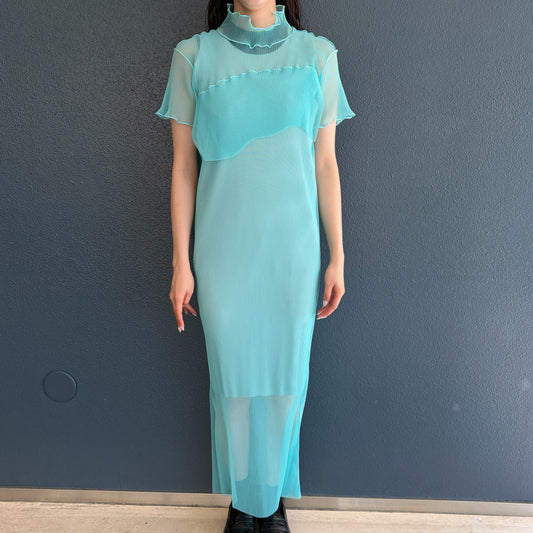 GHOST TODO DRESS *SHORTSLEEVE HIGHNECK +INNER / RAMUNE / チュールプリーツシアードレス