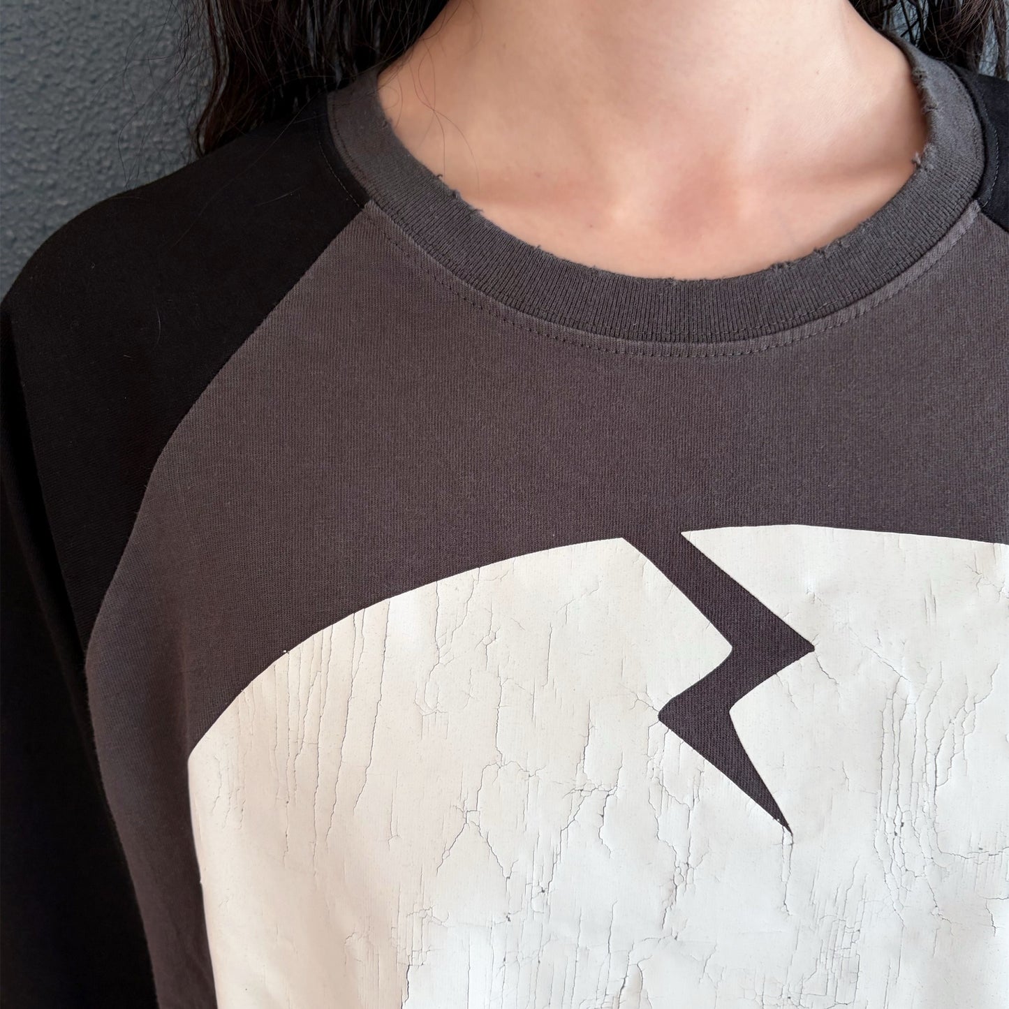 [F.E.E.S] skull raglan t-shirt / charcoal / スカルプリントラグランTシャツ