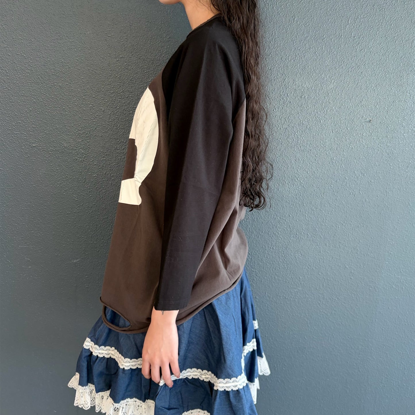[F.E.E.S] skull raglan t-shirt / charcoal / スカルプリントラグランTシャツ