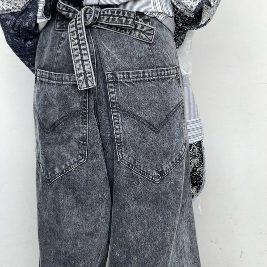 [fa.er.ie] cut-off denim maxi pants / black / カットオフデニム