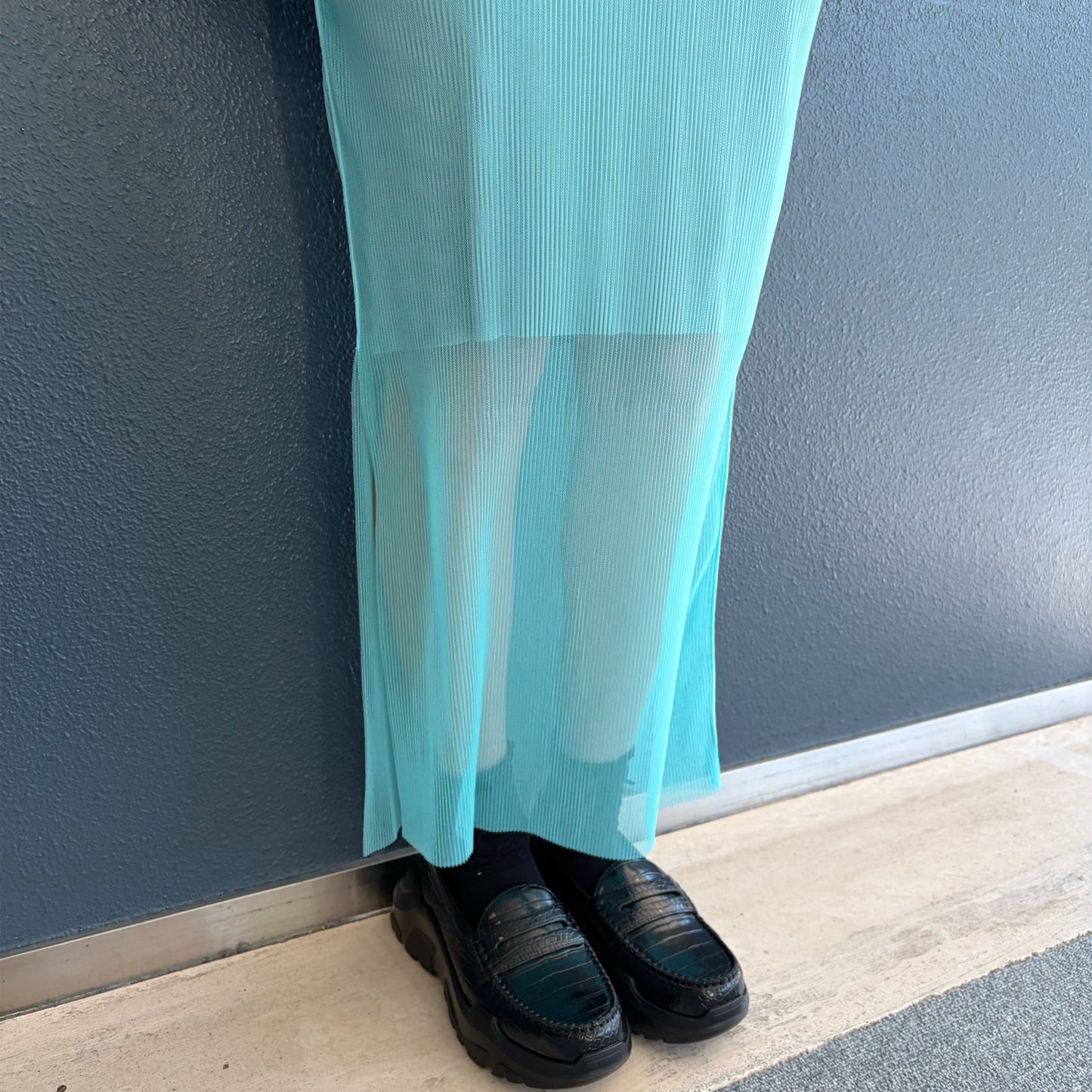 GHOST TODO DRESS *SHORTSLEEVE HIGHNECK +INNER / RAMUNE / チュールプリーツシアードレス