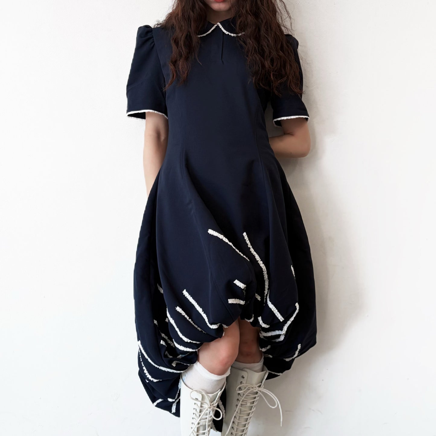 BALLOON DRESS / NAVY / バルーンドレス