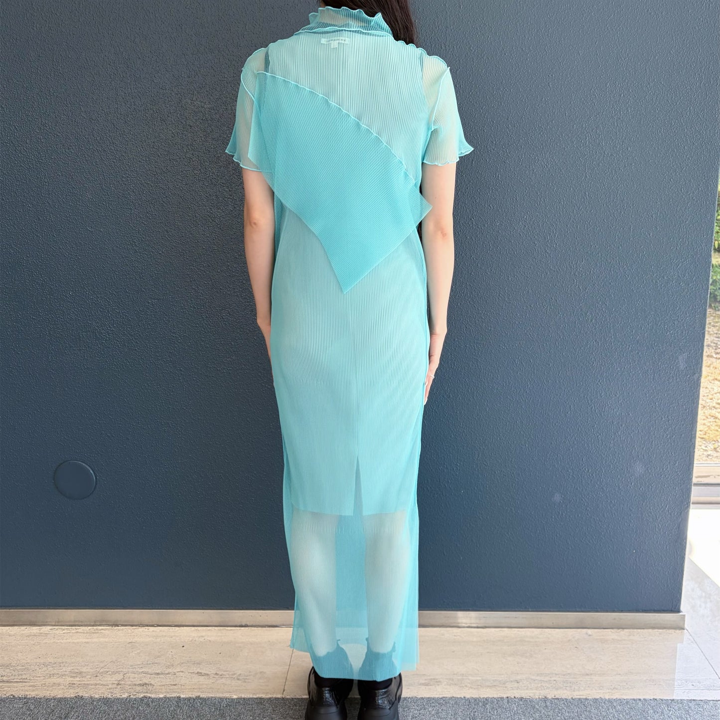 GHOST TODO DRESS *SHORTSLEEVE HIGHNECK +INNER / RAMUNE / チュールプリーツシアードレス