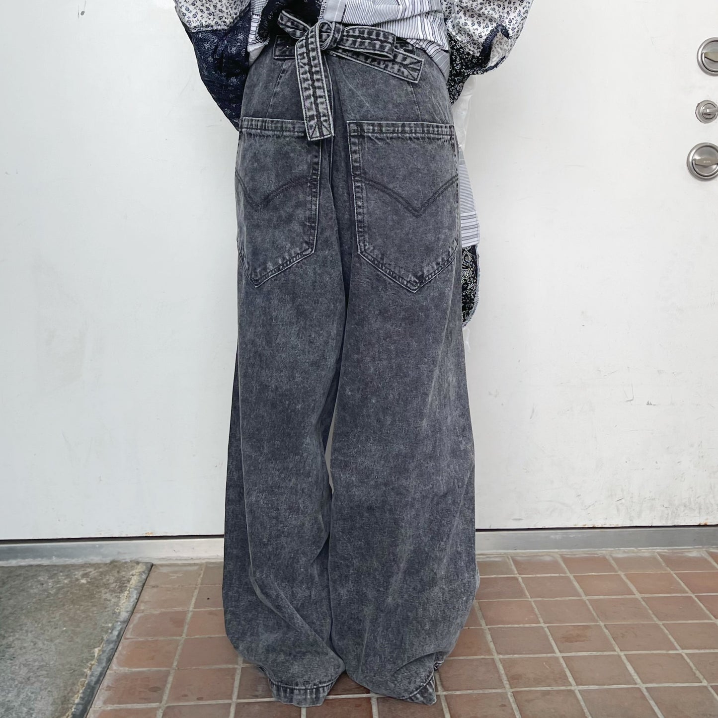 [fa.er.ie] cut-off denim maxi pants / black / カットオフデニム