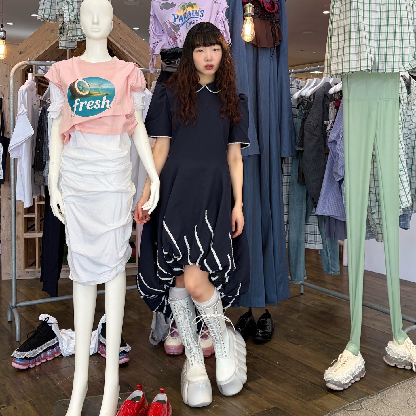 BALLOON DRESS / NAVY / バルーンドレス