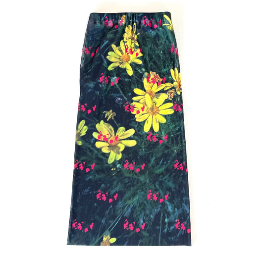 PRINT RIB TIGHT SKIRT / YELLOW FLOWER / プリントリブタイトスカート