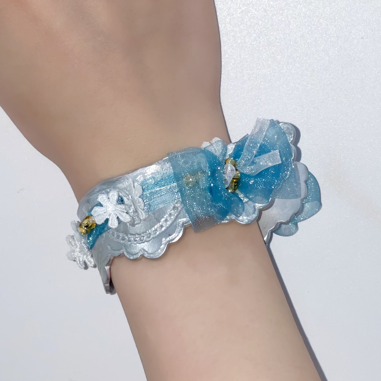 lace bangle / Flower blue / レースバングル