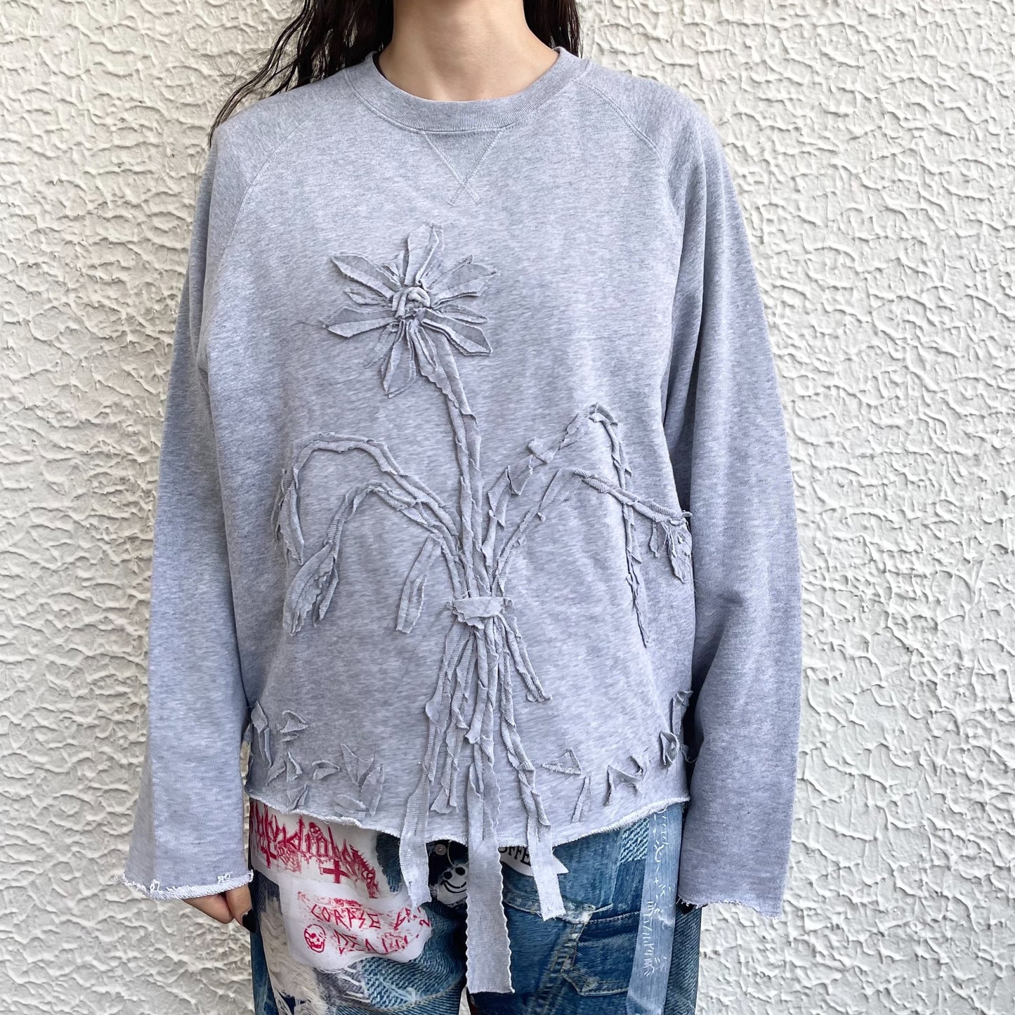 【TONII MONDO】-die flower sweat shirt / Gray / スウェットシャツ
