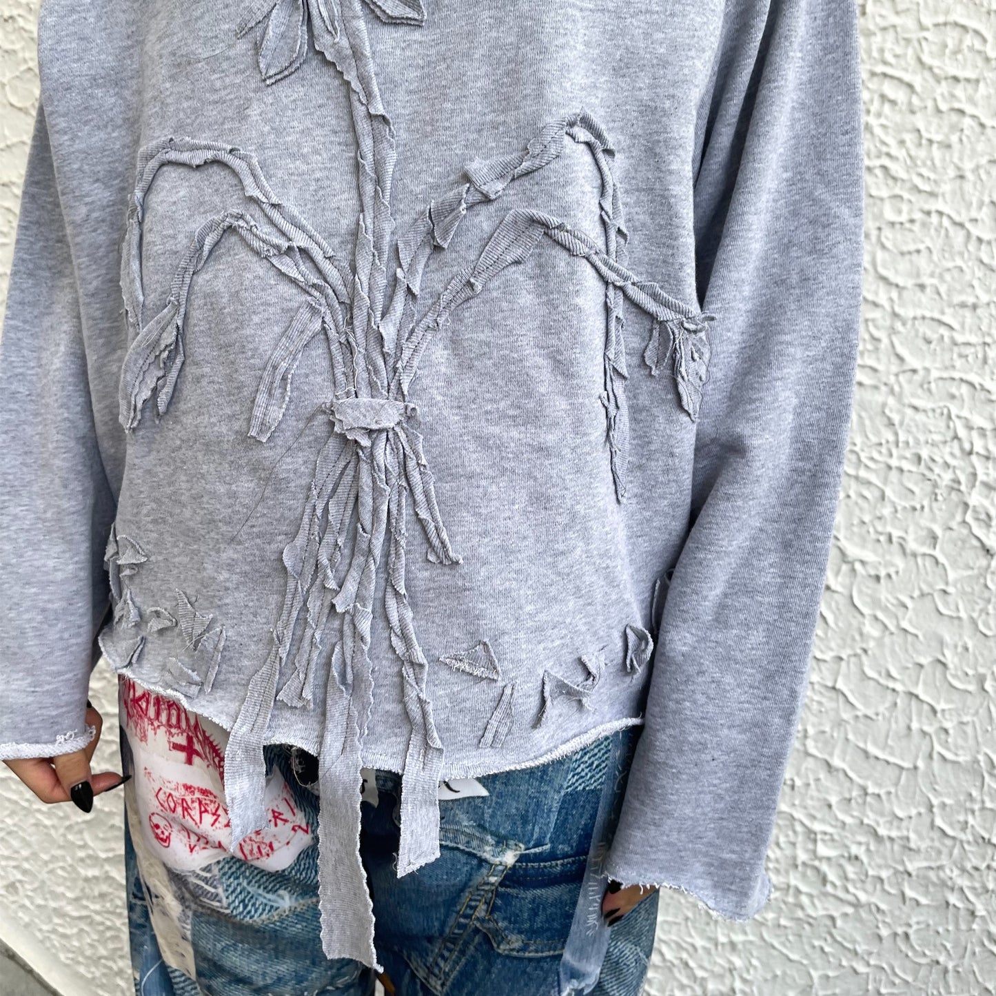 【TONII MONDO】-die flower sweat shirt / Gray / スウェットシャツ