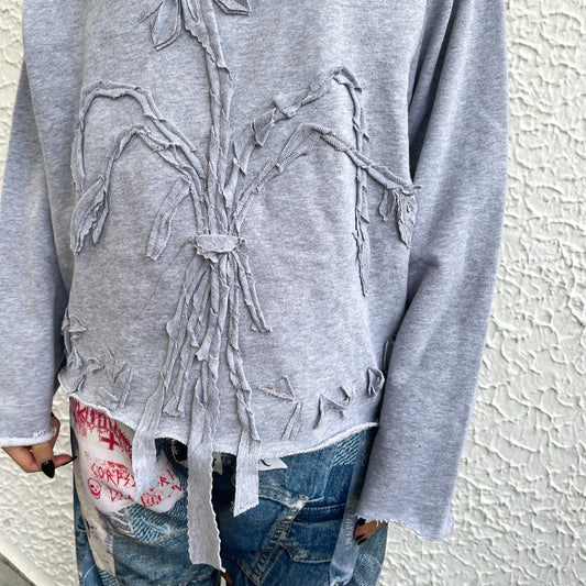 【TONII MONDO】-die flower sweat shirt / Gray / スウェットシャツ