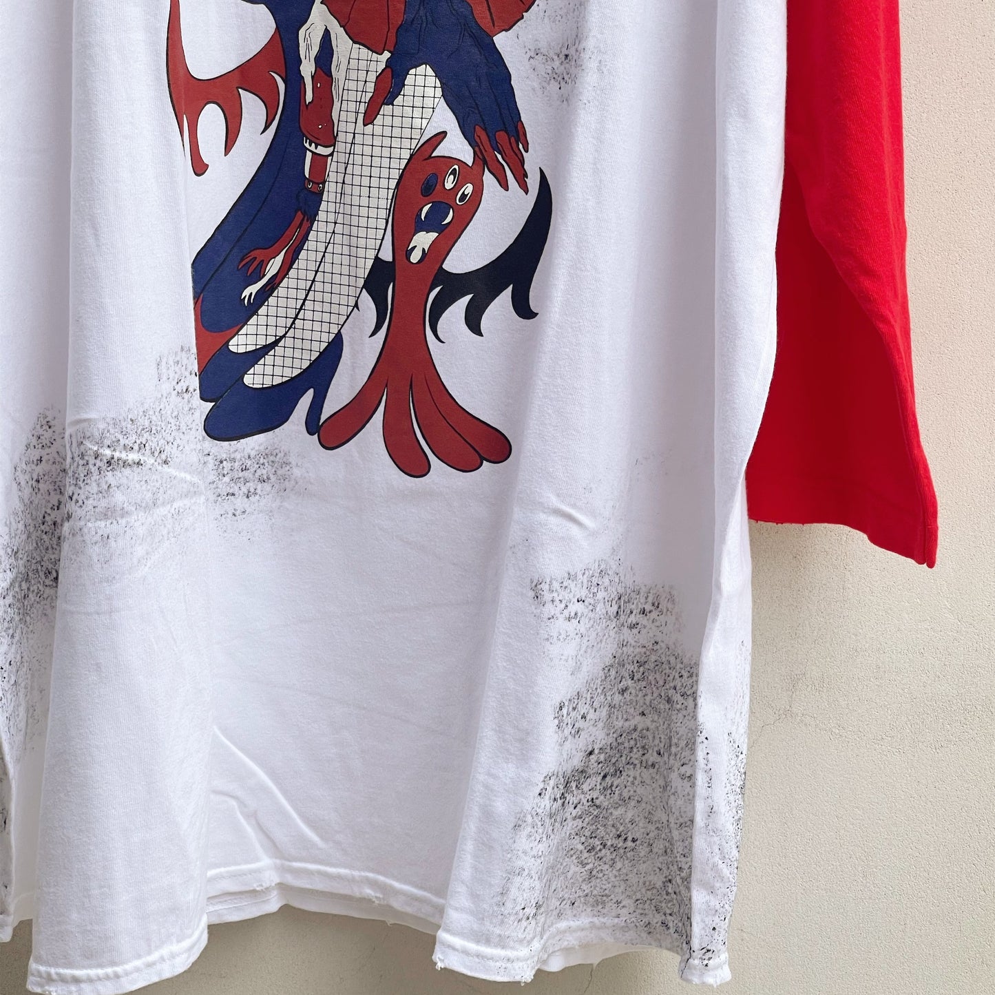 PUNK GIRL RAGLAN T SHIRT / DIRTY WHITE × RED / ラグランT