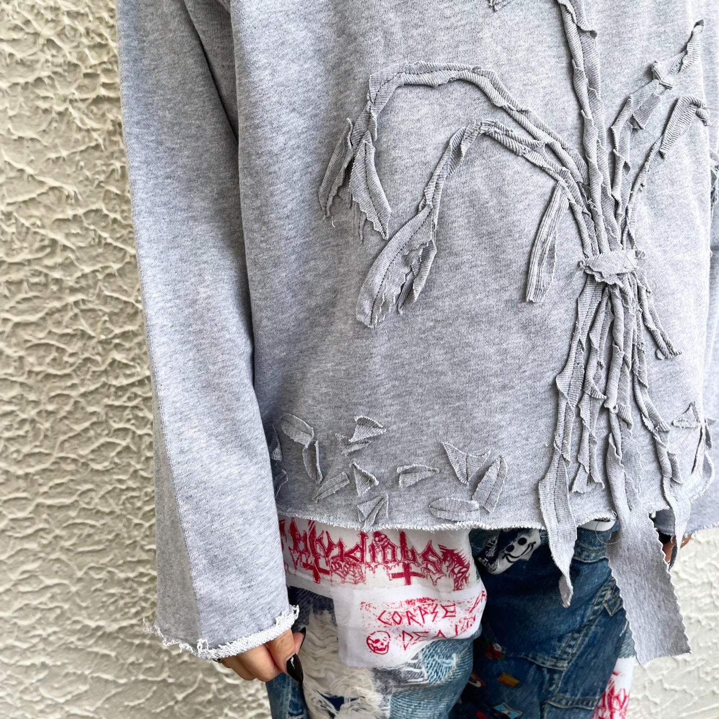 【TONII MONDO】-die flower sweat shirt / Gray / スウェットシャツ