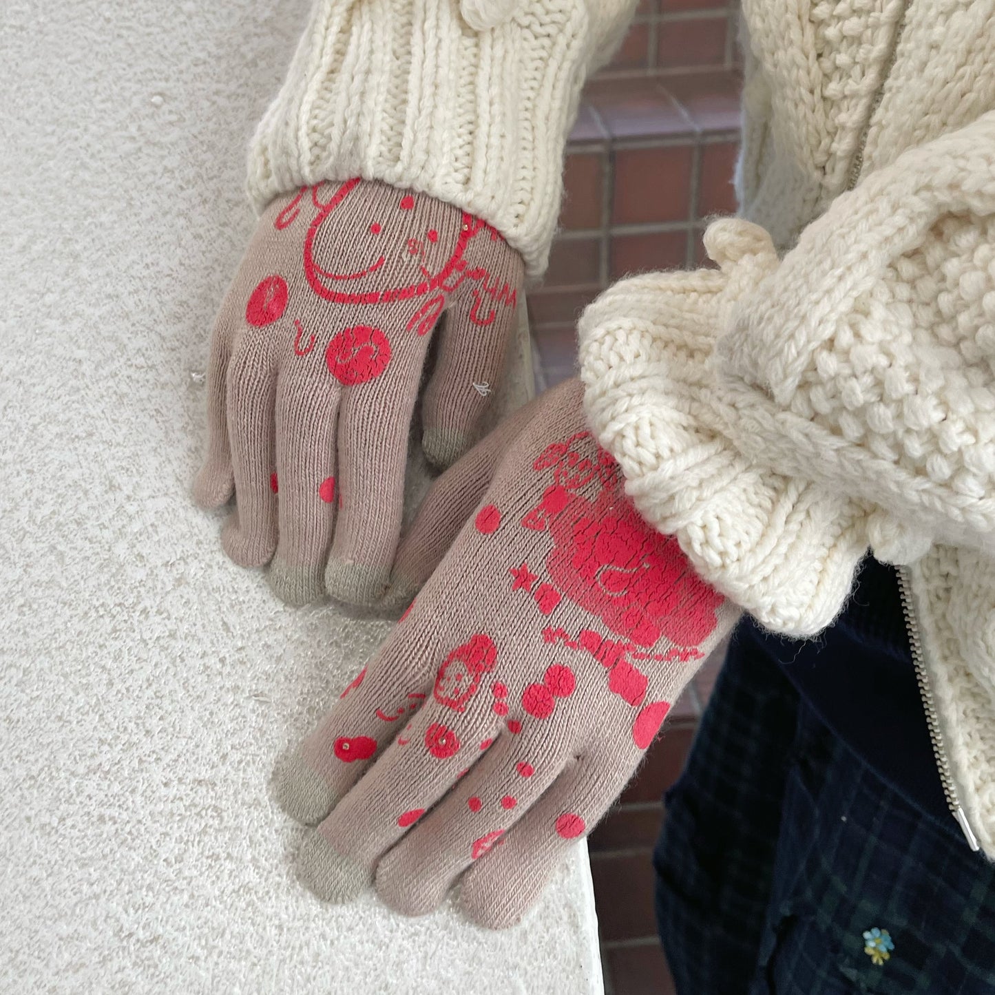 【SHEEP SOUVENIR】sheep vs winter knit glove / beige / 手袋