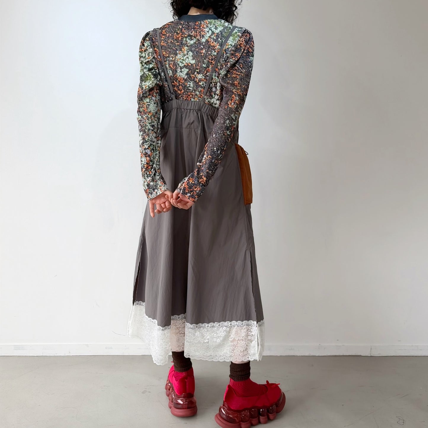 LACE GIMMICK ONE-PIECE / GRAY / レースギミックワンピース