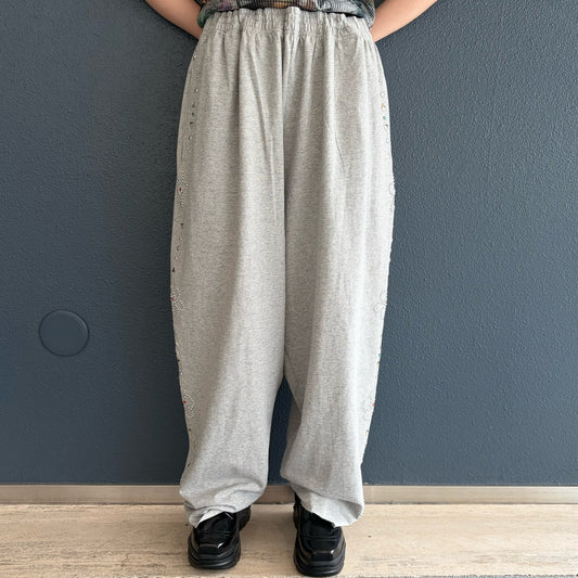 EMBELLISHED FLORAL JOGGERS / GRAY / スタッズスウェットパンツ