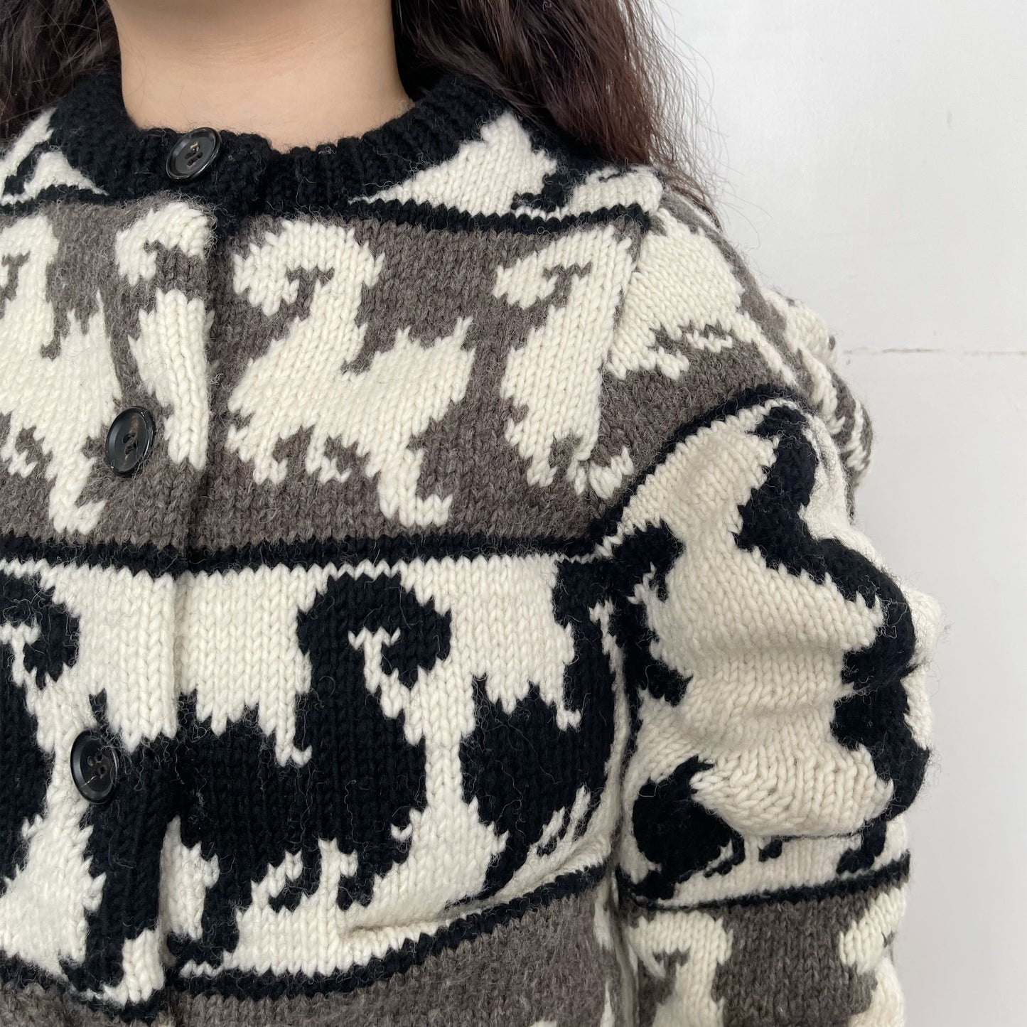 Unstable cats Cardigan / white / 変形猫柄カーディガン