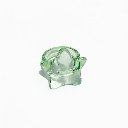 STAR RING / GREEN-clear glossy / スターリング