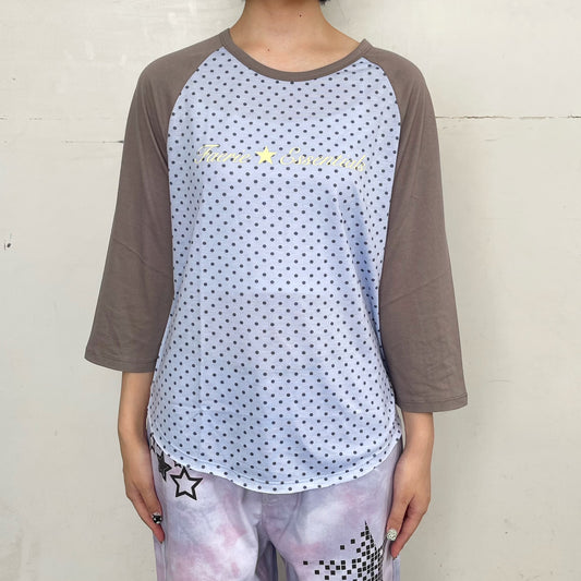 [F.E.E.S] dot raglan sleeve top / blue / ラグランスリーブドットトップ