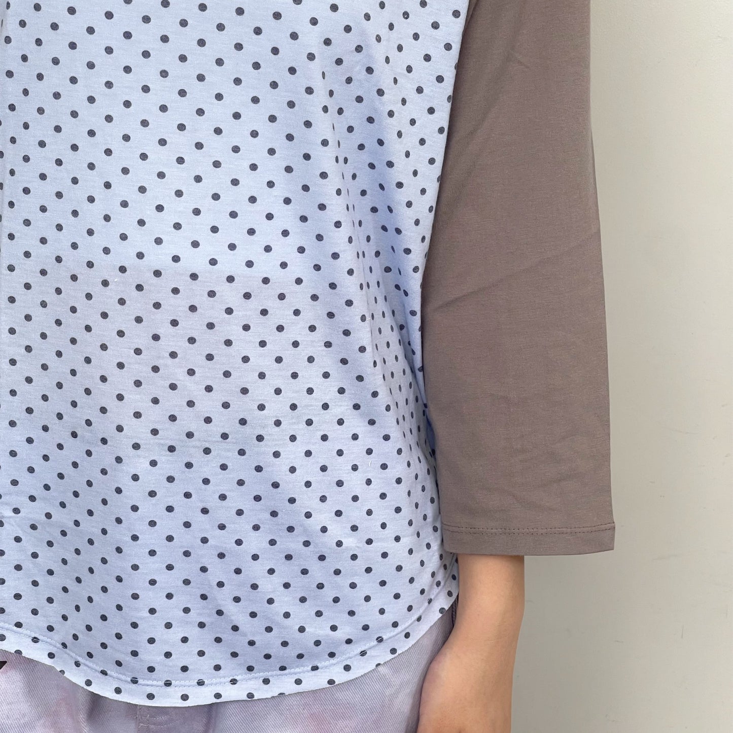 [F.E.E.S] dot raglan sleeve top / blue / ラグランスリーブドットトップ