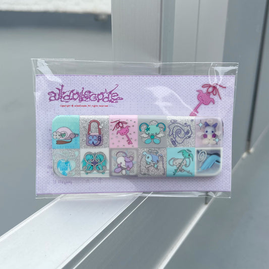 【alldollscode】badge （rectangle/ silver glitter / バッジ