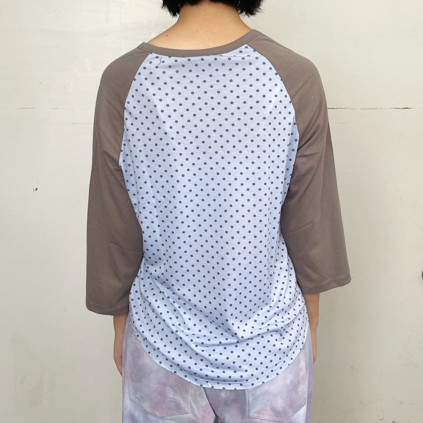 [F.E.E.S] dot raglan sleeve top / blue / ラグランスリーブドットトップ