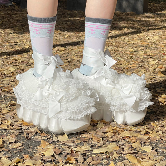 HIGH BUBBLE CAKE / WHITE / MIKIOSAKABEフリルシューズ