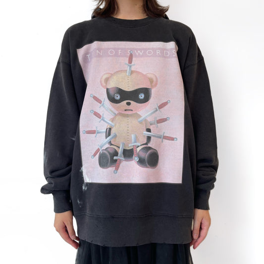 TEN OF SWORDS PULLOVER SWEAT  BIOSTONE WASHED ARTWORK BY TREVOR BROWN / BLACK / グラフィックプリントスウェット