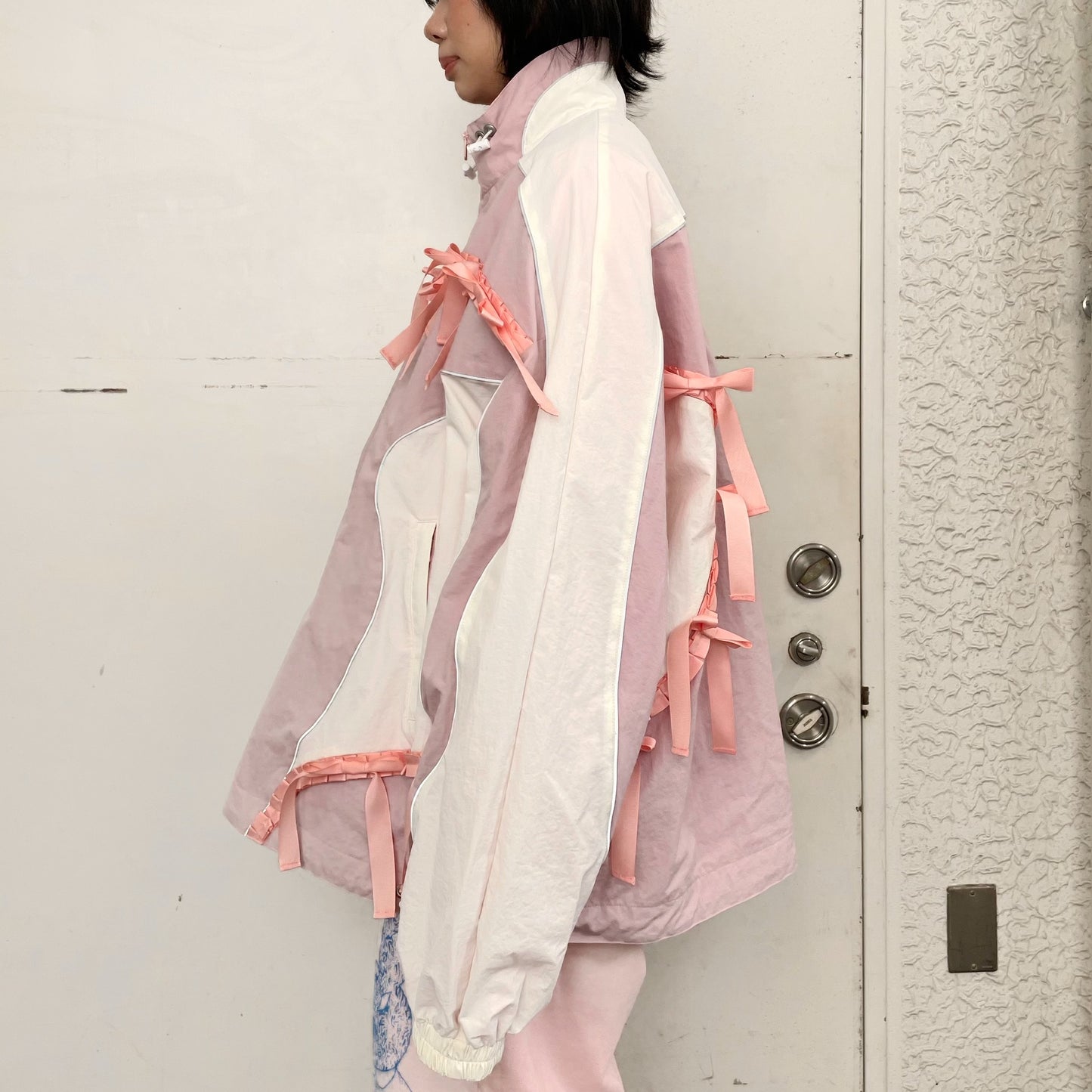 RIBBON TRACK JACKET / PINK x WHITE / リボントラックジャケット