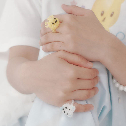 【YOUNGART】POOKY Beads Ring / Blue / くまのビーズリング