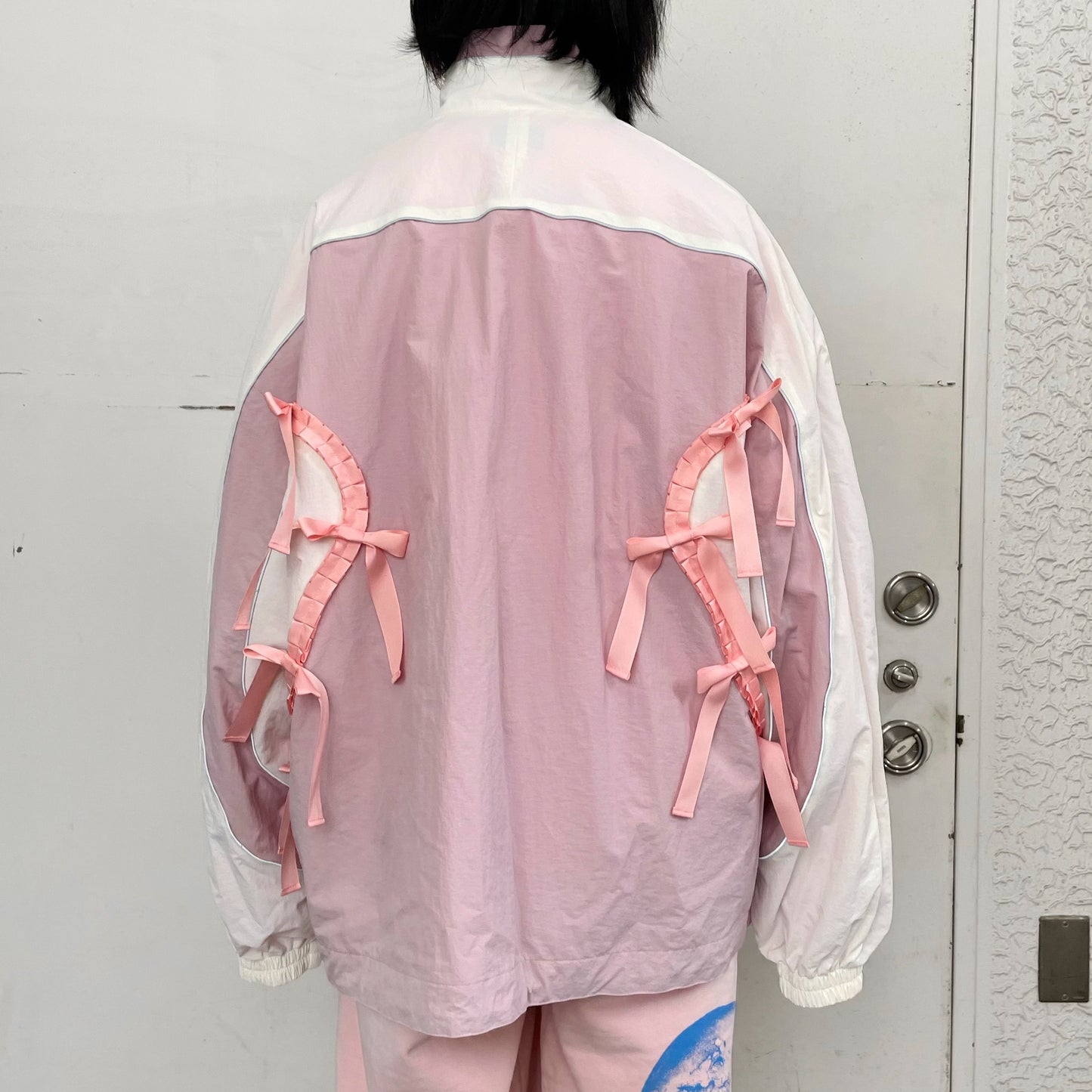 RIBBON TRACK JACKET / PINK x WHITE / リボントラックジャケット
