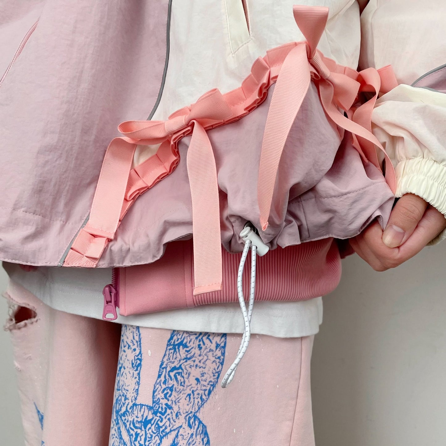 RIBBON TRACK JACKET / PINK x WHITE / リボントラックジャケット
