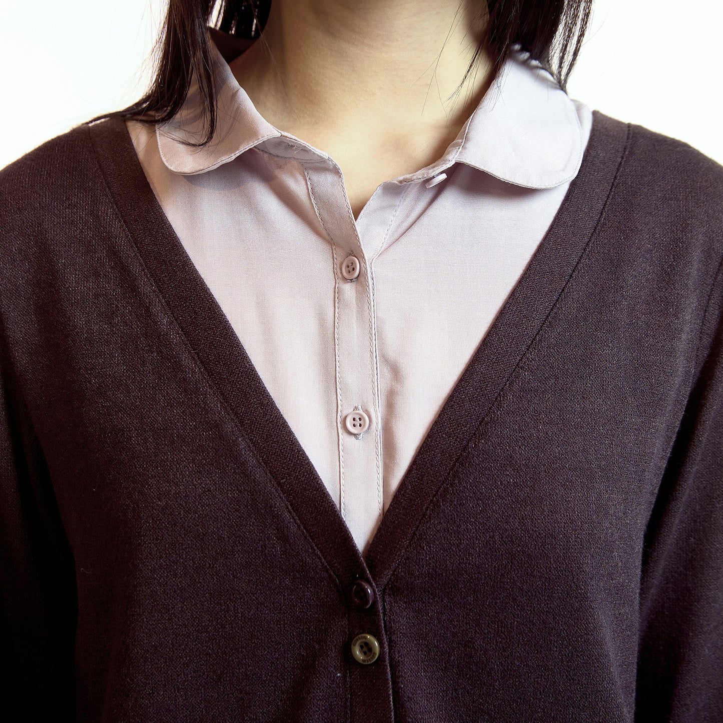 LAYERED SHIRT CARDIGAN / BROWN / レイヤードシャツカーディガン