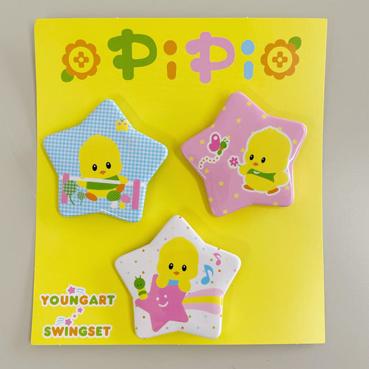 [X YOUNGART] PIPI Star Pin Button Set / ひよこの缶バッジ