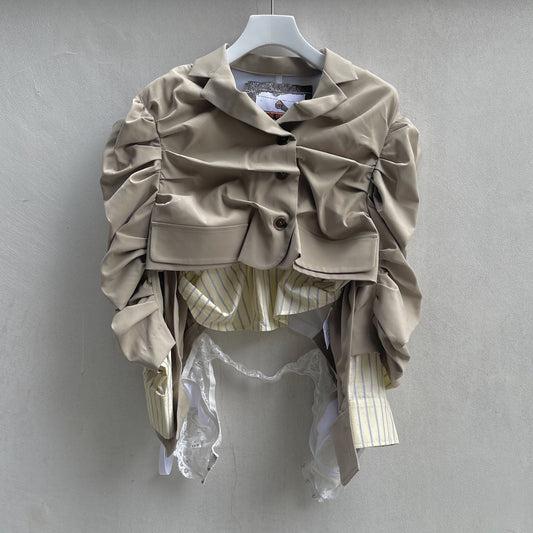 TOO BUSY JACKET / BEIGE / レイヤードショートジャケット