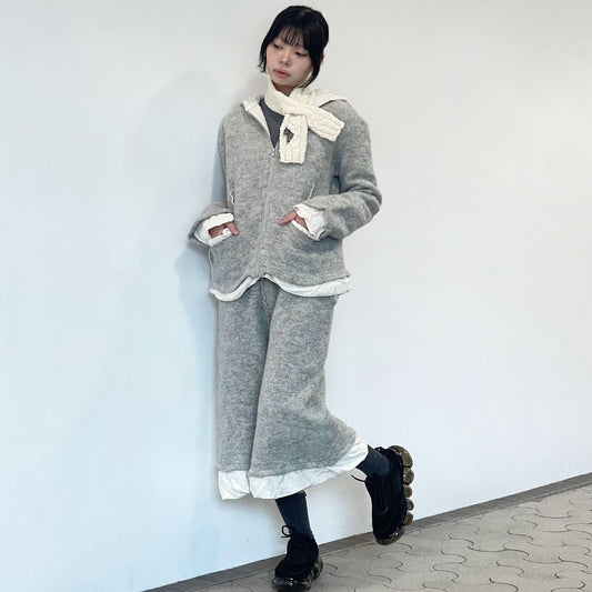 Worry scarf / white / ロバパーツケーブルマフラー