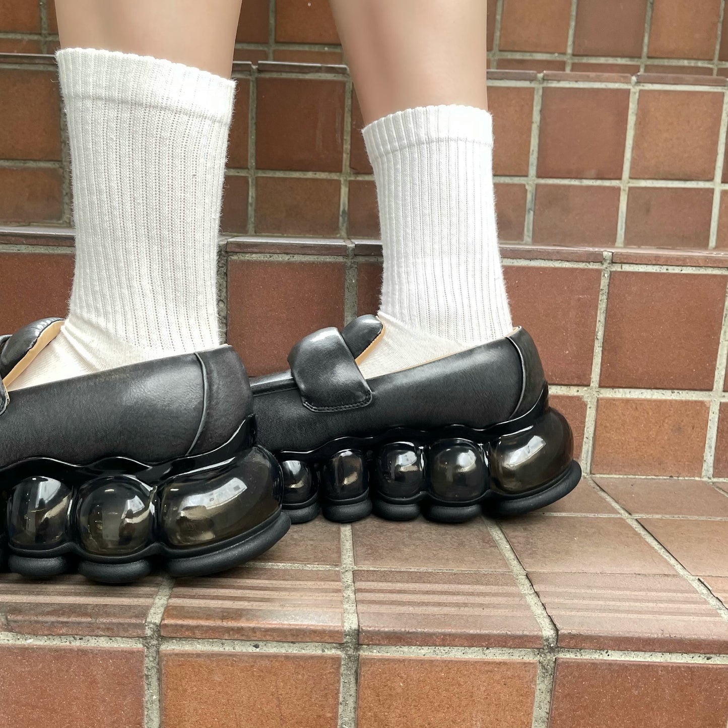 NEW JEWELRY PUFF LOAFER / BLACK / パフローファー