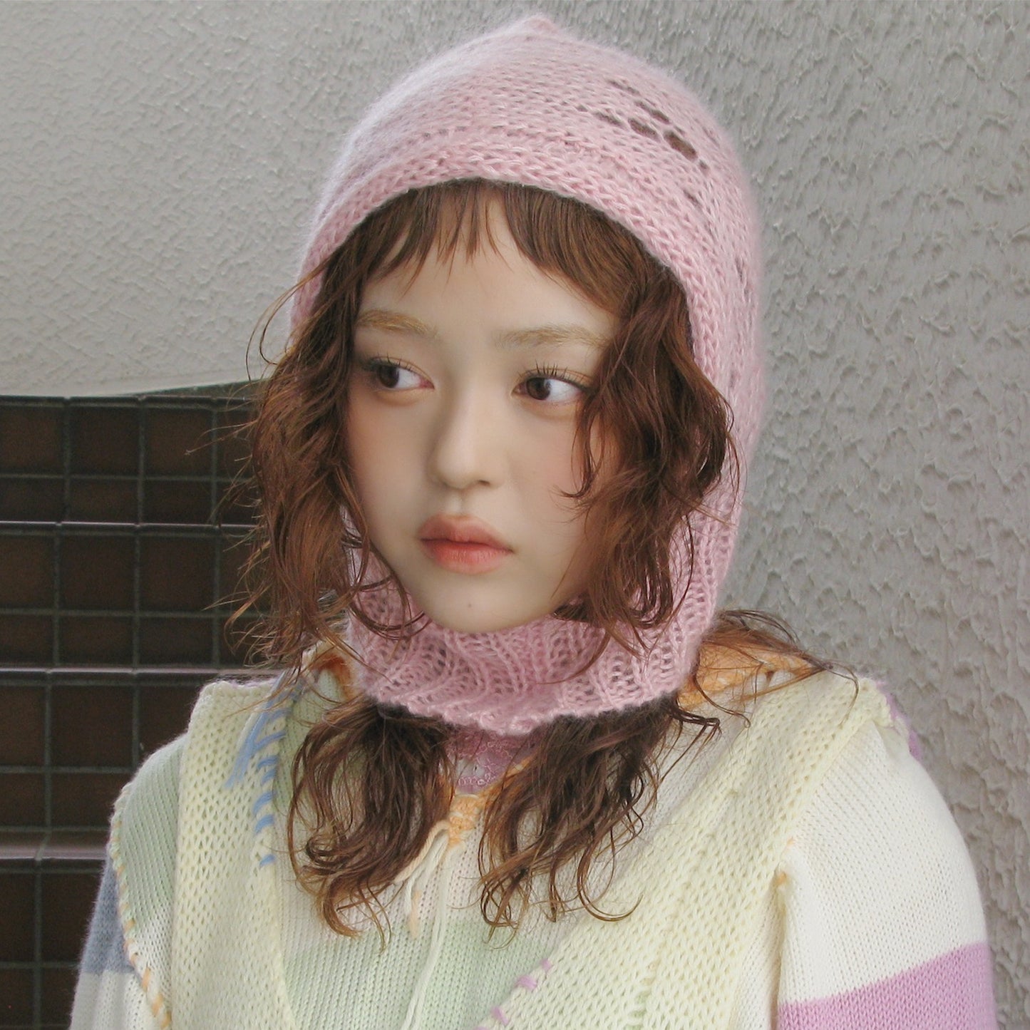 MIKAN silk mohair balaclava / pink / シルクモヘアバラクラバ