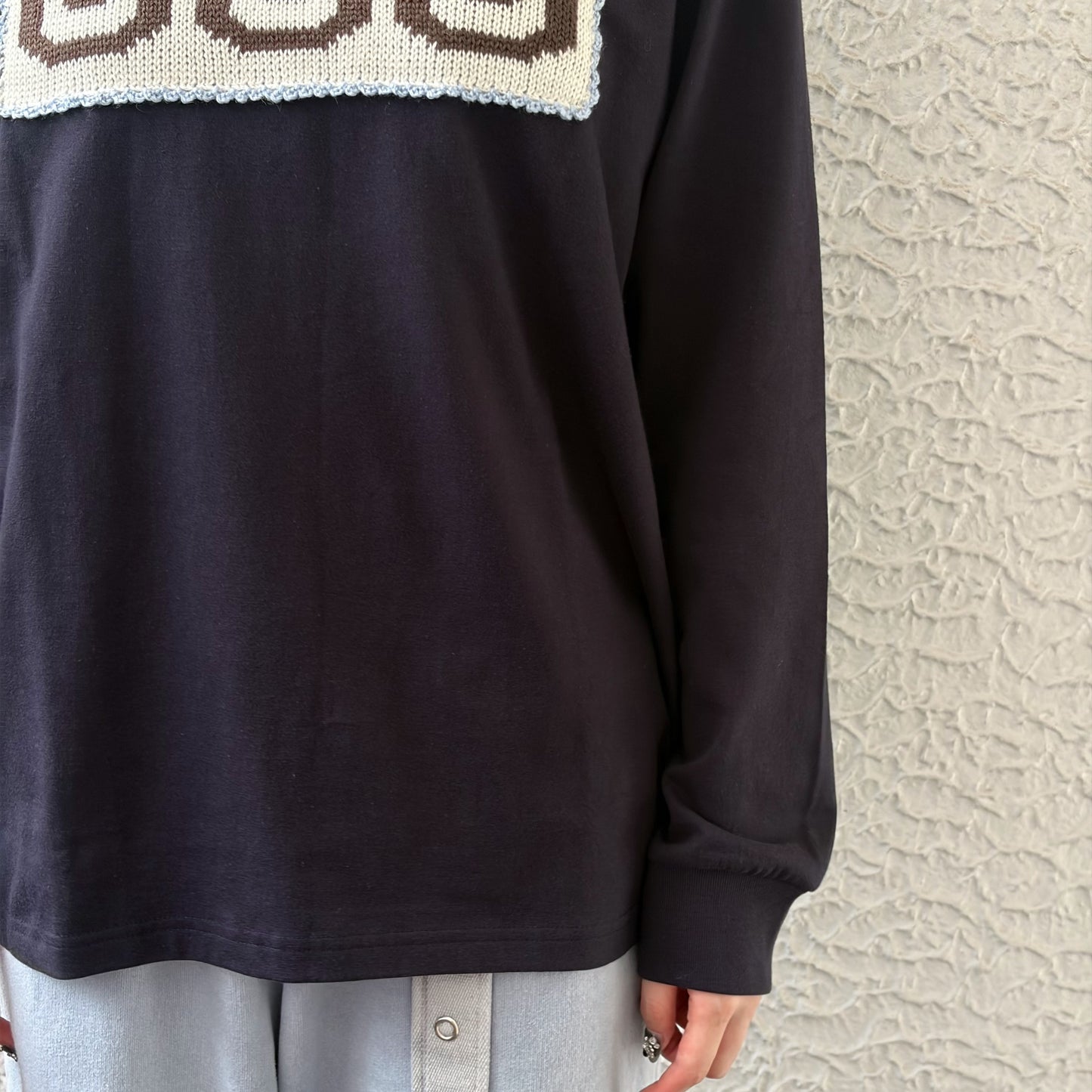 Three bear patch long Tee / Navy / ロングスリーブTシャツ