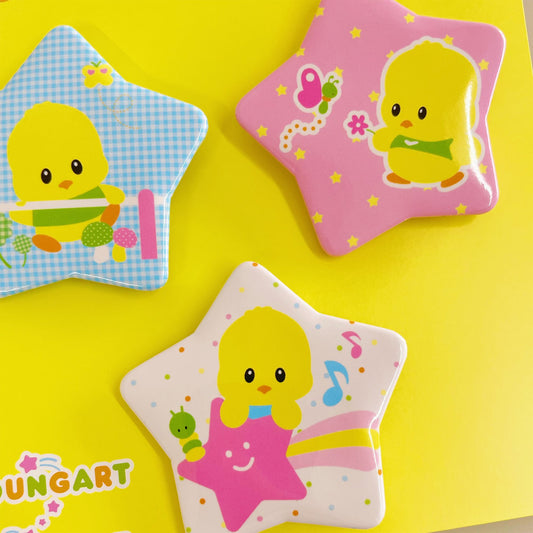 [X YOUNGART] PIPI Star Pin Button Set / ひよこの缶バッジ