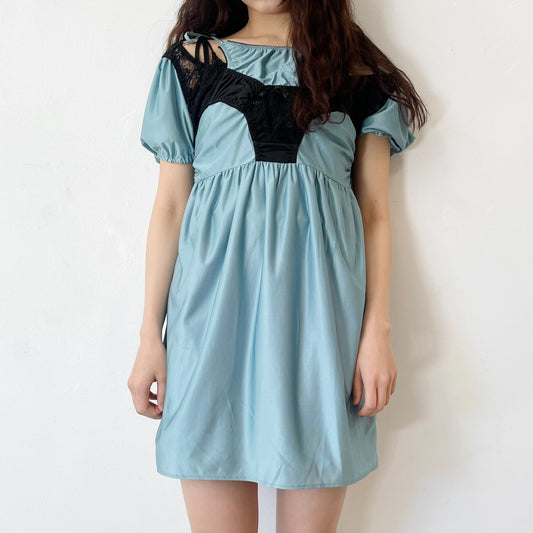 2 COLORS NICKERS DRESS / TURQUOISE / バイカラーランジェリードレス