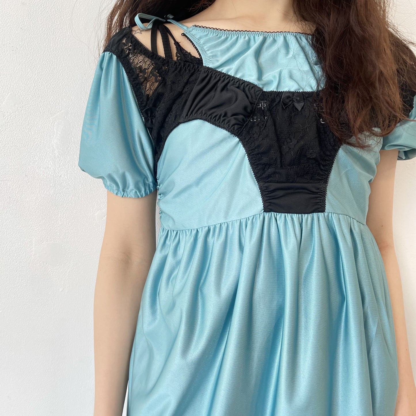 2 COLORS NICKERS DRESS / TURQUOISE / バイカラーランジェリードレス