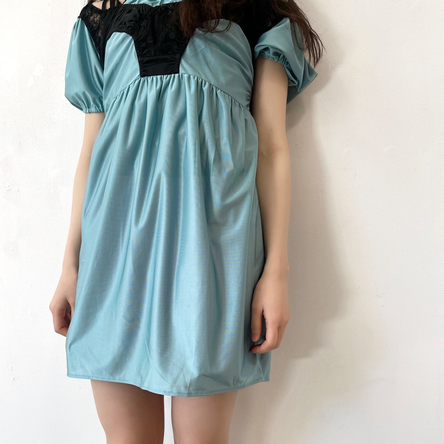 2 COLORS NICKERS DRESS / TURQUOISE / バイカラーランジェリードレス