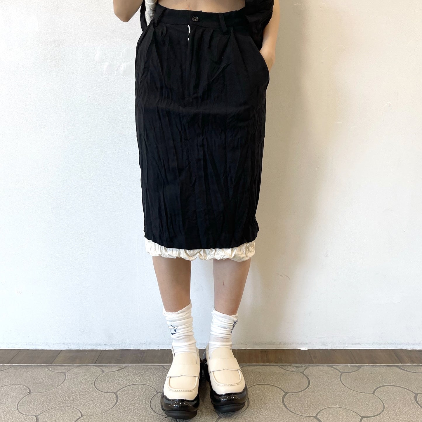 fulled skirt / black / ウォッシュ加工スカート