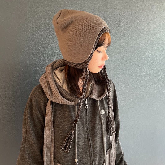 DOUBLE TROOPER BEANIE / COCOA / レイヤードビーニー